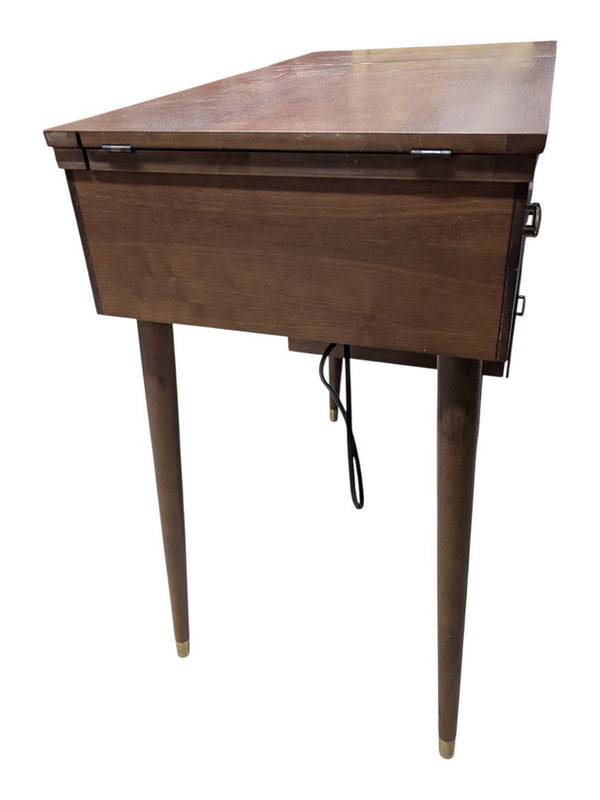 Vintage Singer Sewing Machine with Mid-Century Folding Cabinet