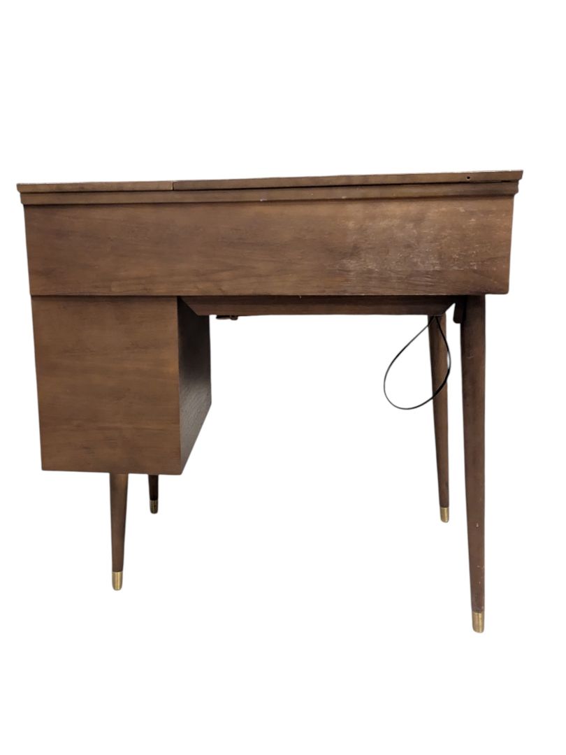 Vintage Singer Sewing Machine with Mid-Century Folding Cabinet