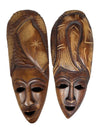 Pair of Hand-Carved African Style Wooden Wall Masks
