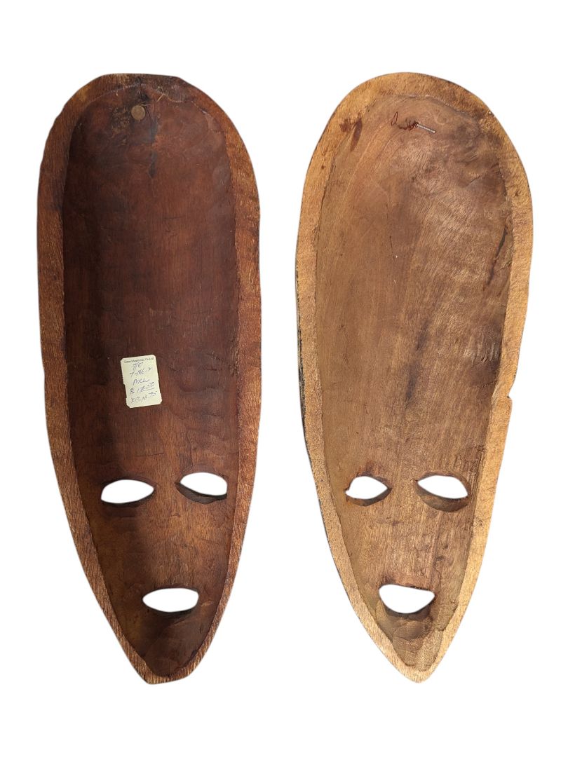 Pair of Hand-Carved African Style Wooden Wall Masks