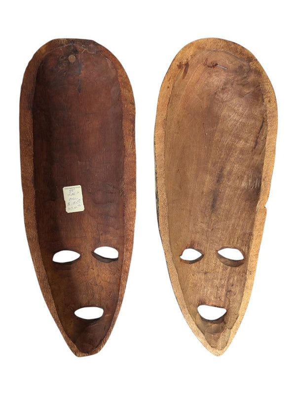 Pair of Hand-Carved African Style Wooden Wall Masks