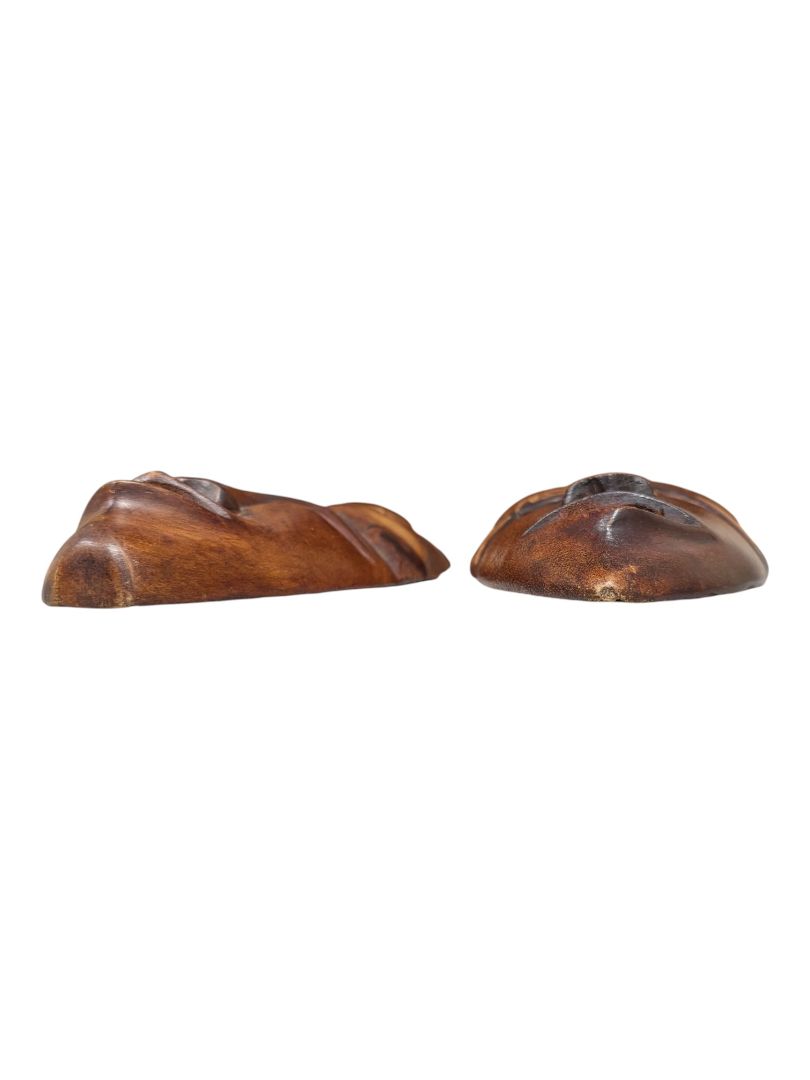 Pair of Hand-Carved African Style Wooden Wall Masks