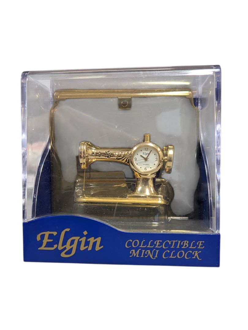 Elgin Collectible Mini Clock – Sewing Machine Design