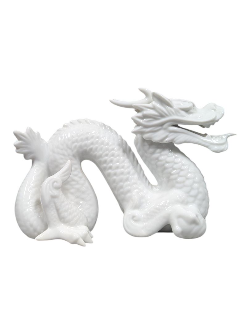 White Glazed Ceramic Dragon Figurine