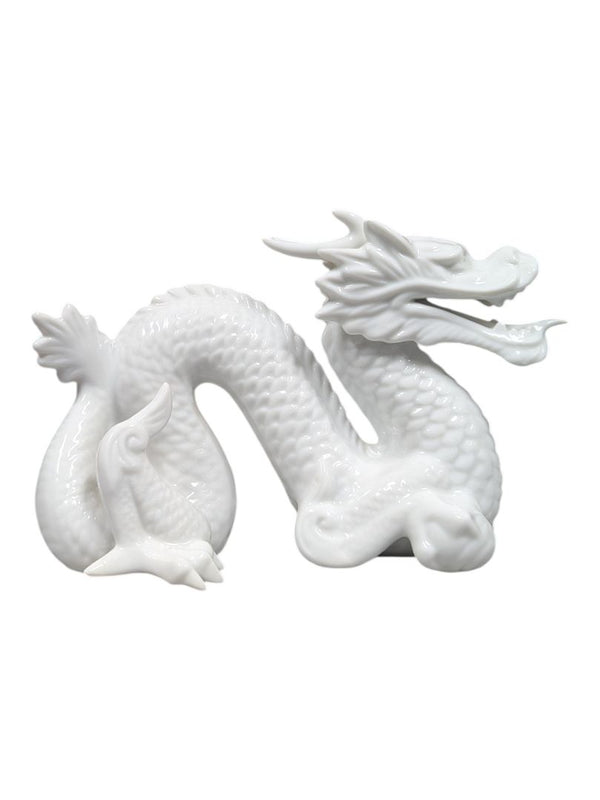 White Glazed Ceramic Dragon Figurine