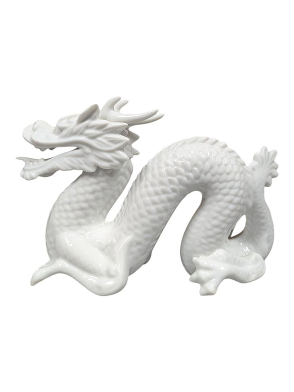 White Glazed Ceramic Dragon Figurine