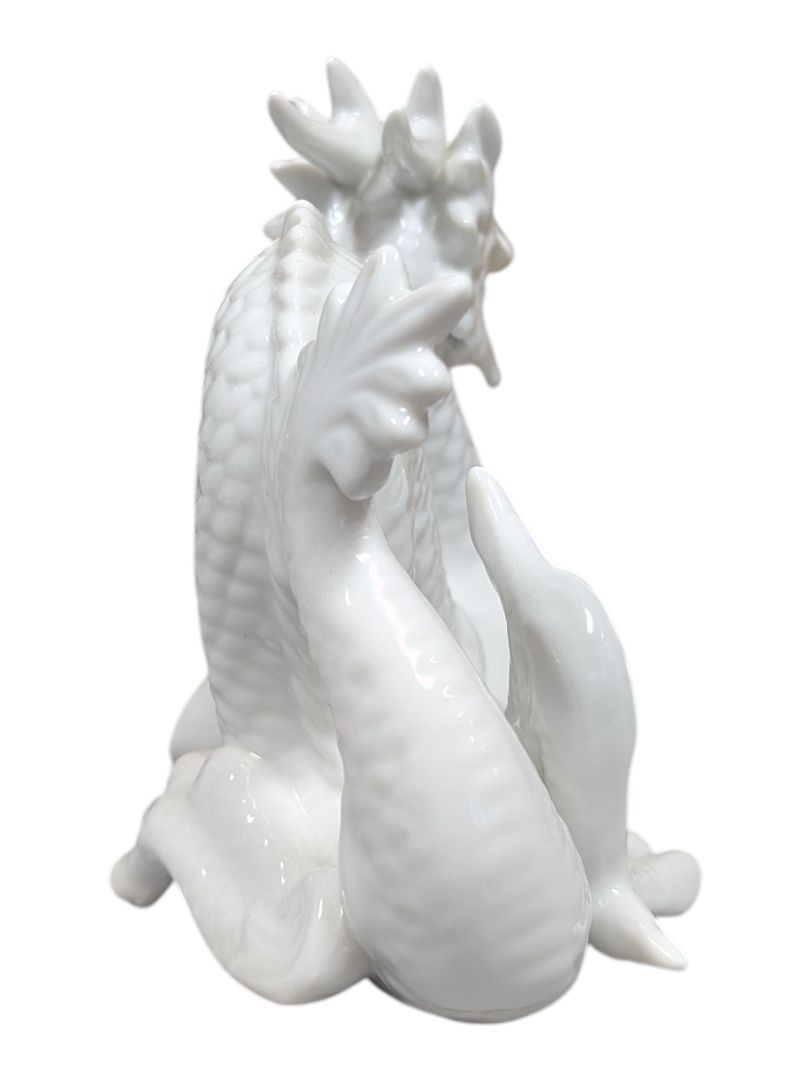 White Glazed Ceramic Dragon Figurine