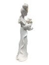 Elegant White Porcelain Geisha Figurine – Floral Offering