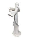 Elegant White Porcelain Geisha Figurine – Floral Offering