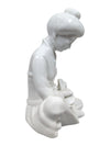 Vintage White Glazed Asian Lady Figurine – Seated with Instrument