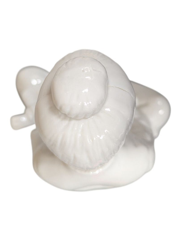 Vintage White Glazed Asian Lady Figurine – Seated with Instrument