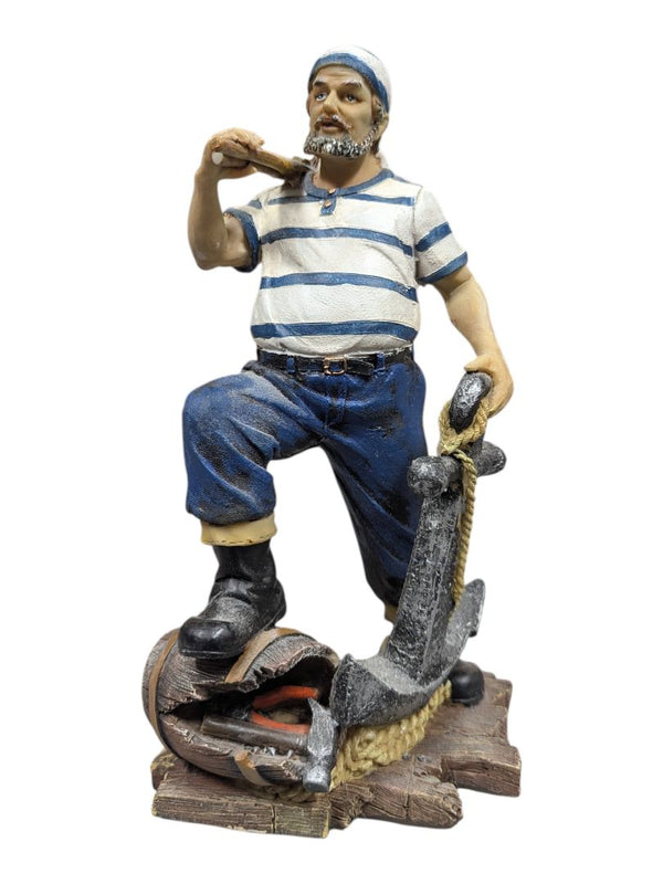 Vintage Nautical Sailor Figurine with Anchor & Barrel