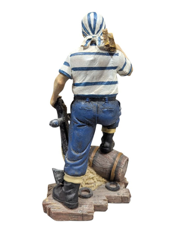 Vintage Nautical Sailor Figurine with Anchor & Barrel