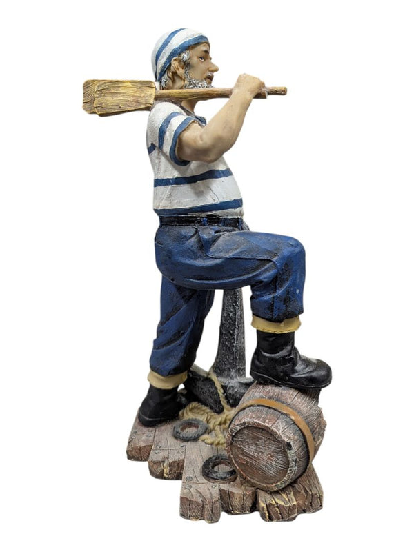 Vintage Nautical Sailor Figurine with Anchor & Barrel