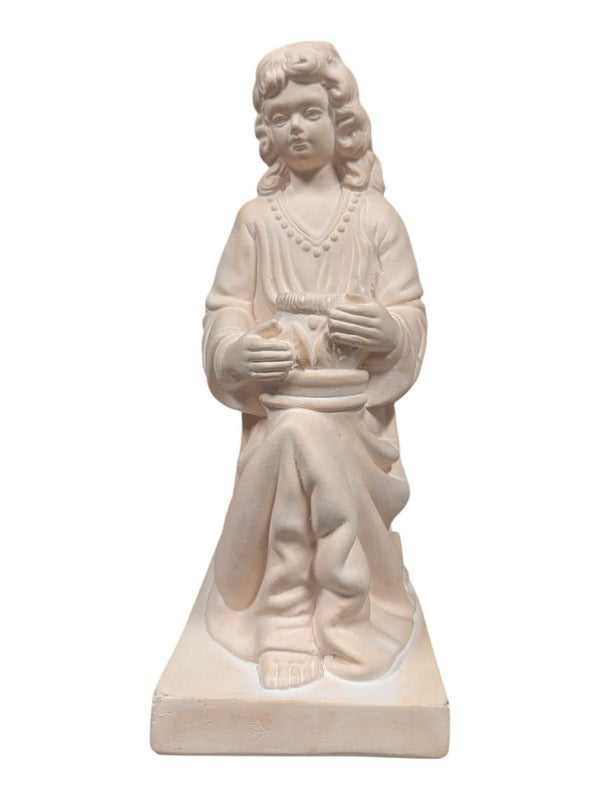 Vintage Kneeling Angel Figurine with Vessel Statue