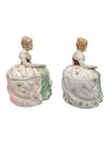 Pair of Hand-Painted Porcelain Lady Trinket Boxes