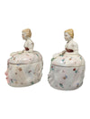 Pair of Hand-Painted Porcelain Lady Trinket Boxes