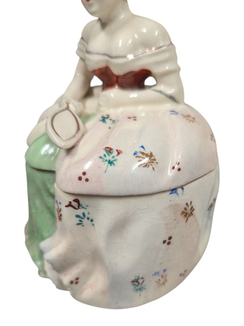 Pair of Hand-Painted Porcelain Lady Trinket Boxes