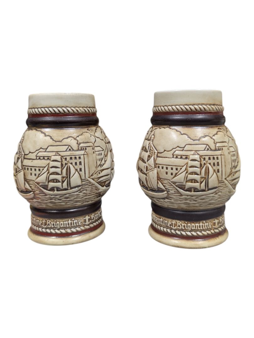 Vintage Avon Nautical Ship Relief Stein & Mugs – 3 Piece Set