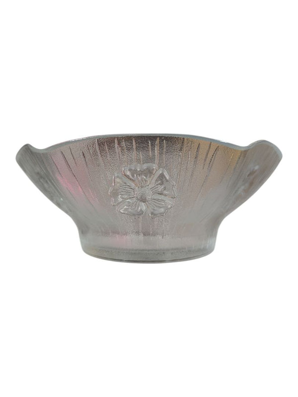 Vintage Frosted Floral Glass Serving Bowl