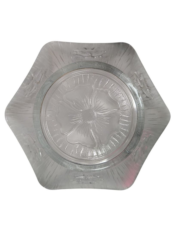 Vintage Frosted Floral Glass Serving Bowl