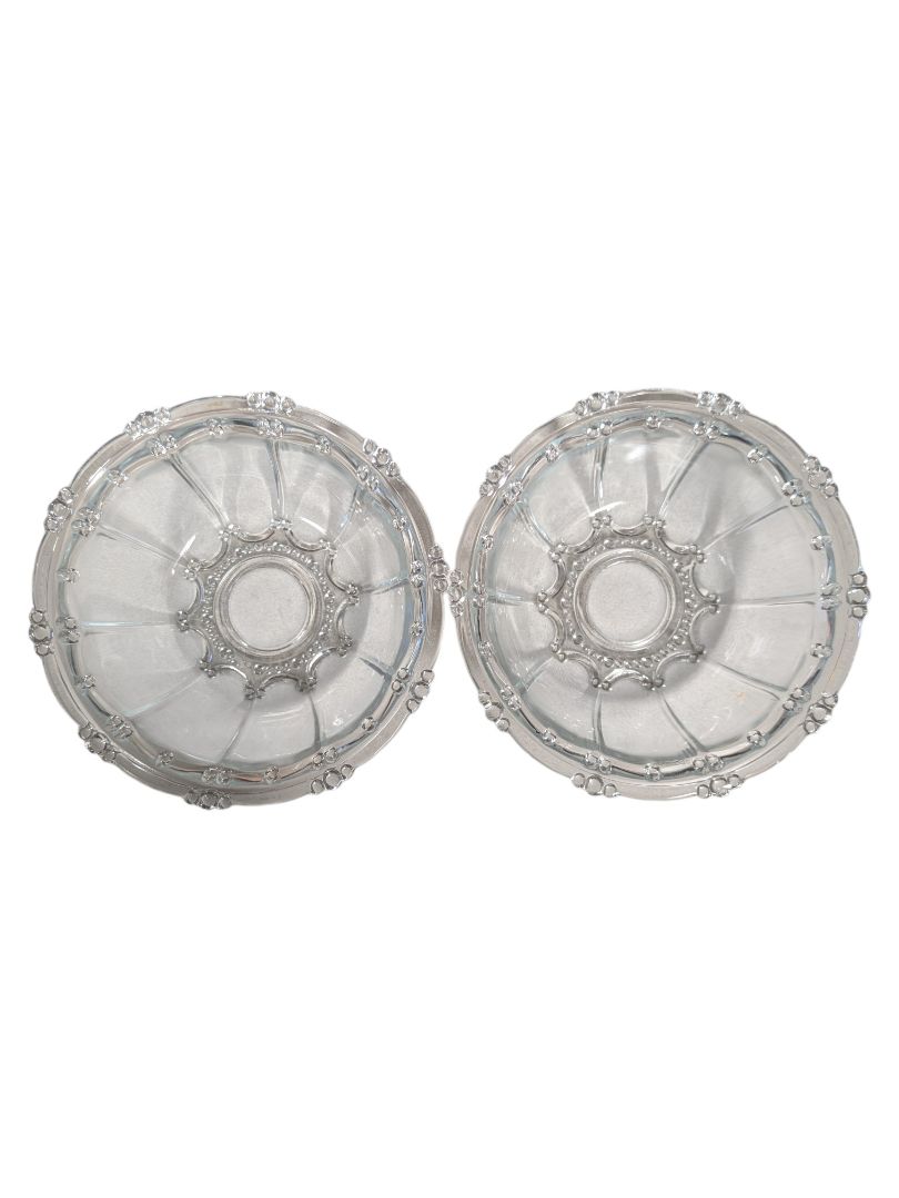 Pair of Vintage Pressed Glass Dessert Bowls