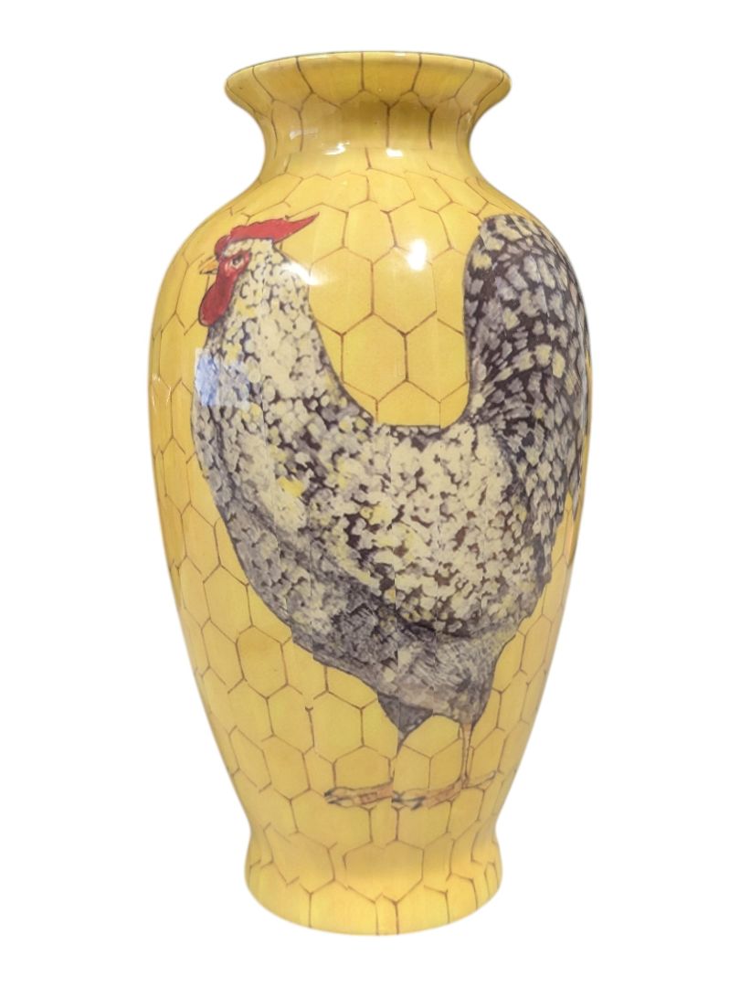 Fitz and Floyd Rooster Vase – Honeycomb Pattern