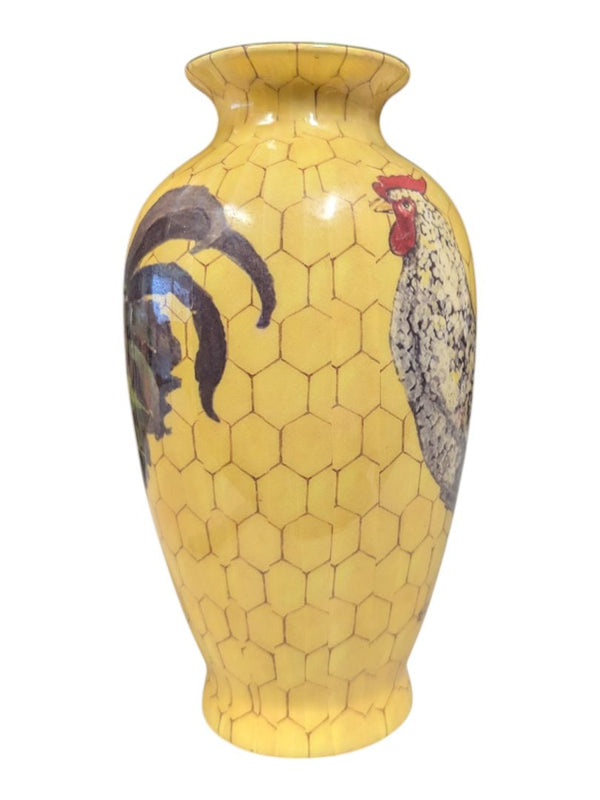 Fitz and Floyd Rooster Vase – Honeycomb Pattern