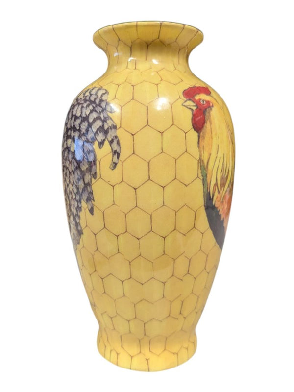Fitz and Floyd Rooster Vase – Honeycomb Pattern