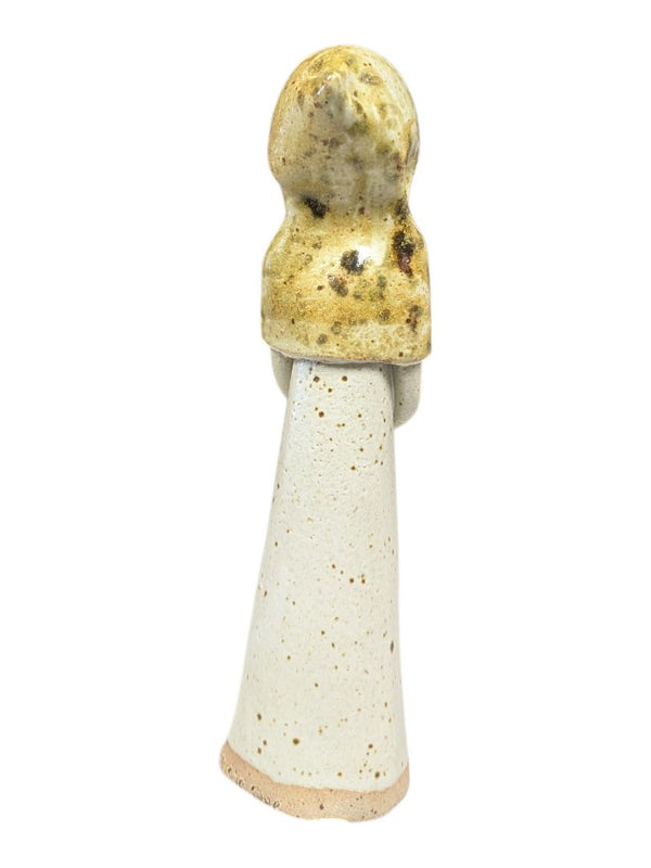 Signed Studio Pottery Figure – Rustic Hooded Girl