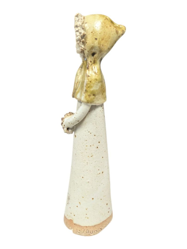 Signed Studio Pottery Figure – Rustic Hooded Girl