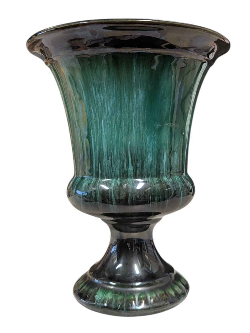 Blue Mountain Pottery Green Glaze Pedestal Urn Vase