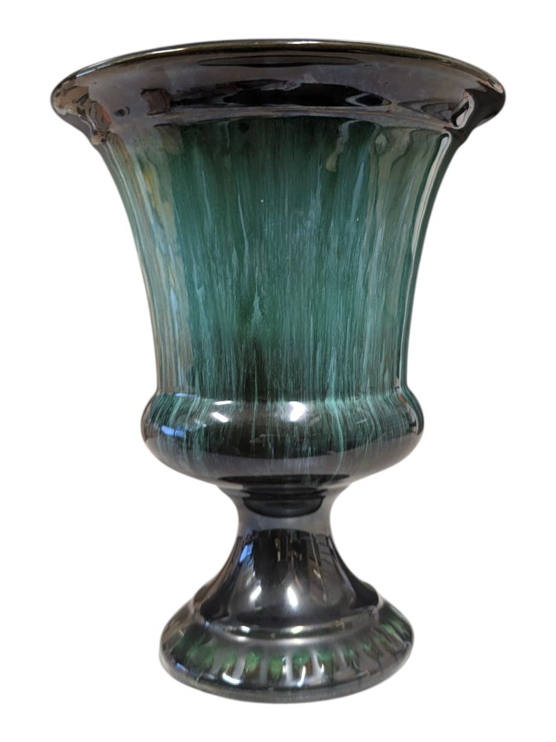Blue Mountain Pottery Green Glaze Pedestal Urn Vase
