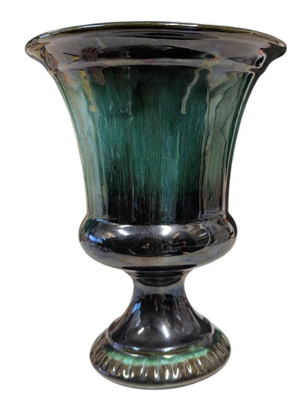 BMP Green Glaze Pedestal Urn Vase