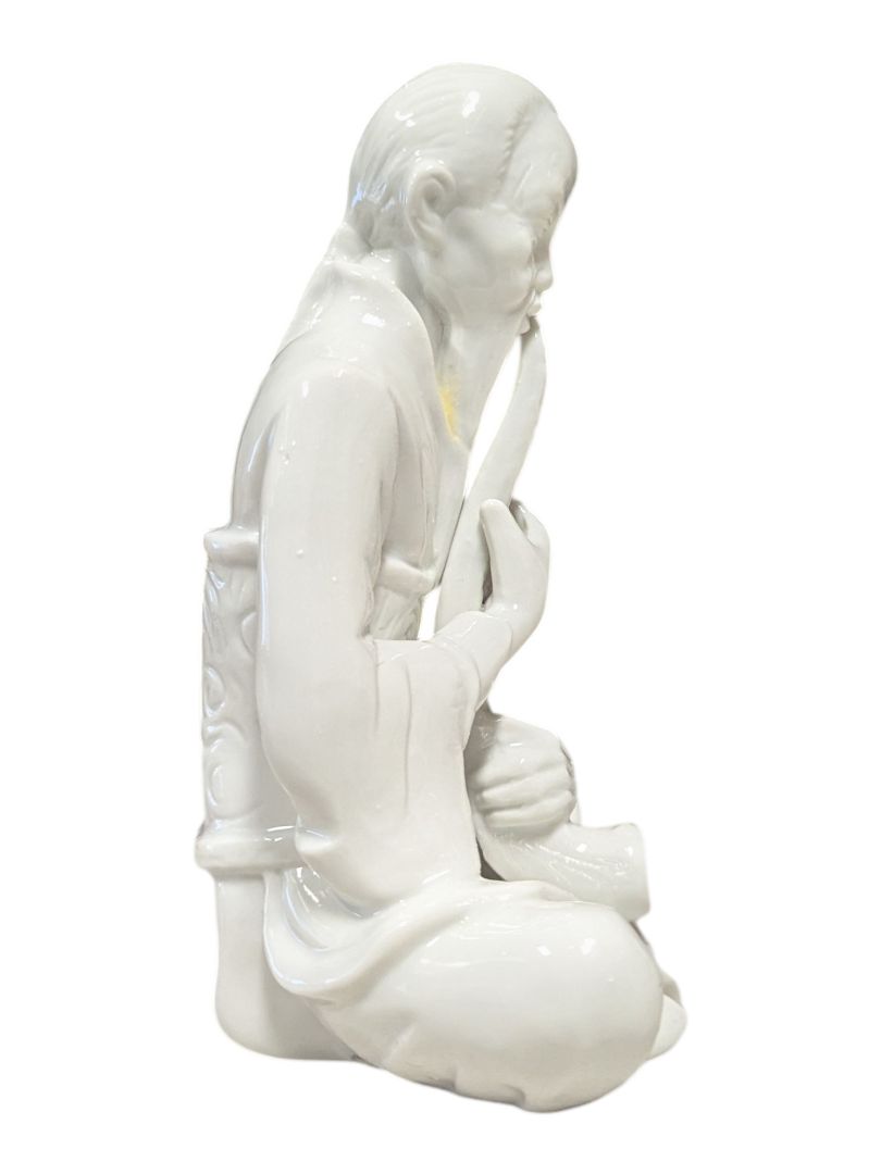 White Glazed Seated Asian Scholar Figurine