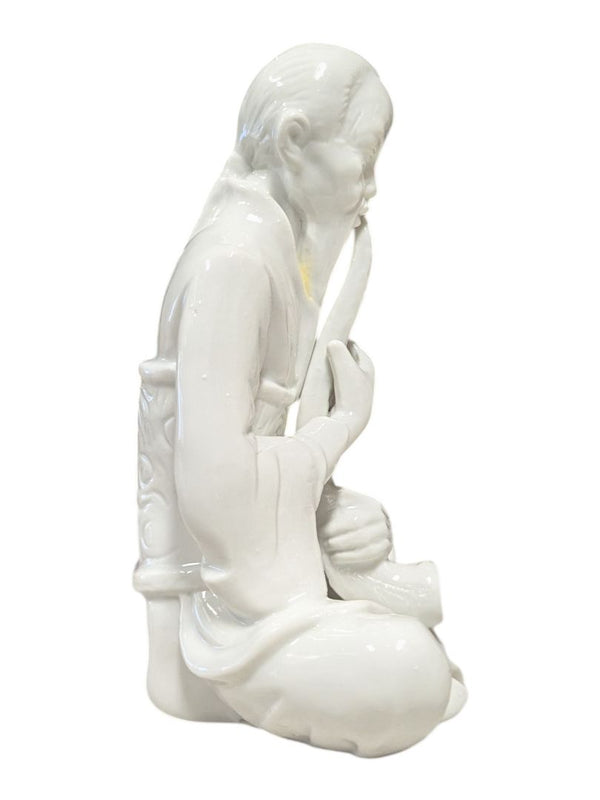 White Glazed Seated Asian Scholar Figurine