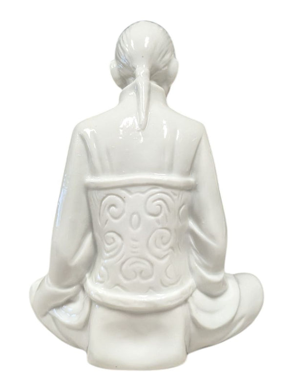 White Glazed Seated Asian Scholar Figurine