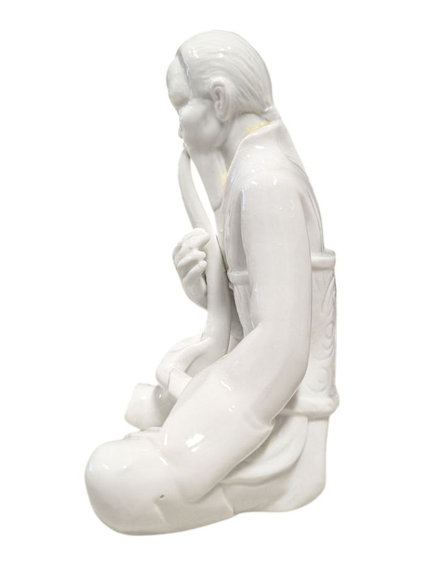 White Glazed Seated Asian Scholar Figurine