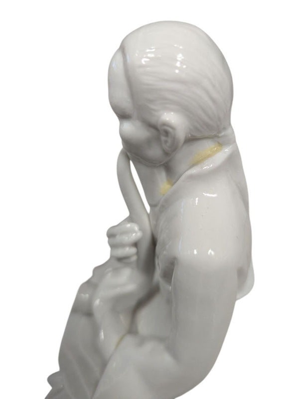 White Glazed Seated Asian Scholar Figurine
