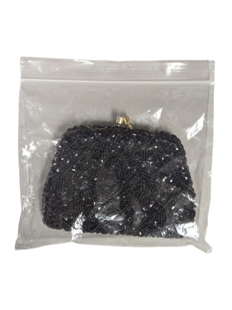 Black Beaded Evening Clutch Purse