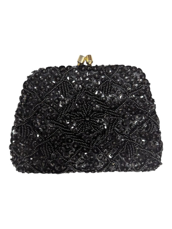 Black Beaded Evening Clutch Purse