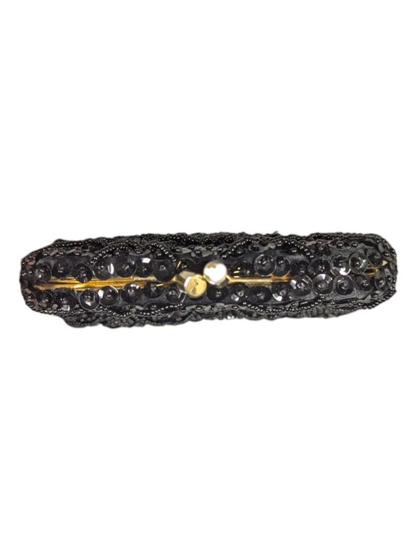 Black Beaded Evening Clutch Purse