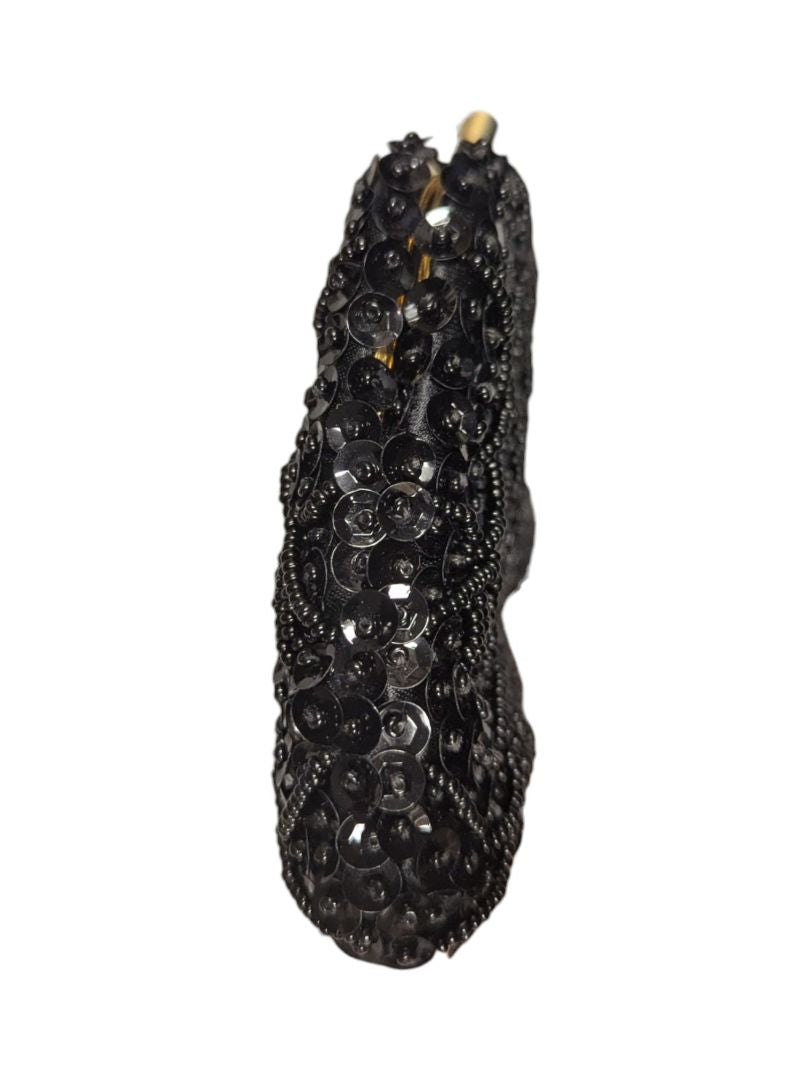 Black Beaded Evening Clutch Purse