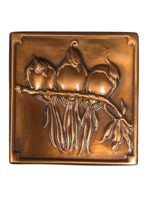 Canadian Decorative Copper Wall Plaque with Birds Motif