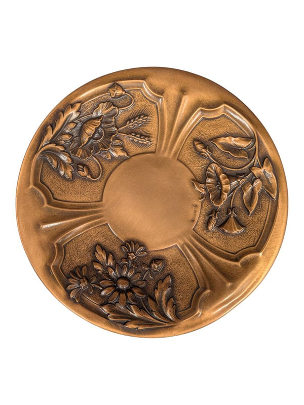 Albert Gilles Copper Wall Plate with Floral Relief