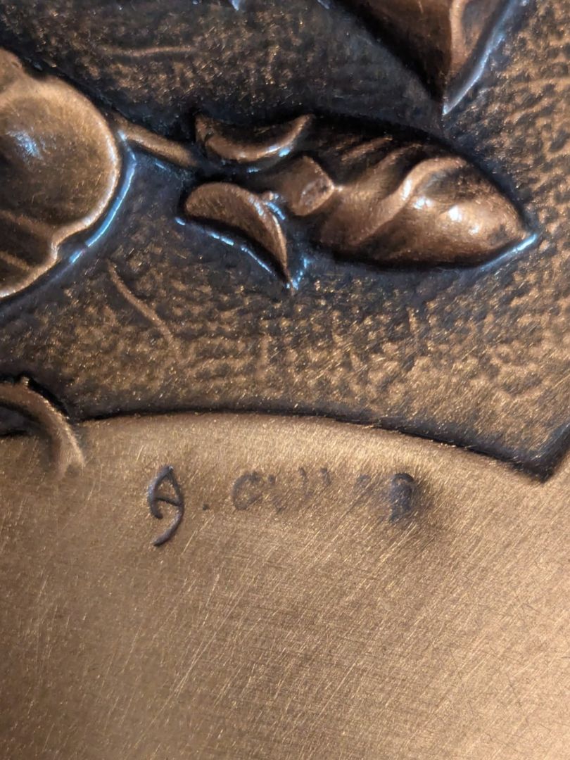 Albert Gilles Copper Wall Plate with Floral Relief