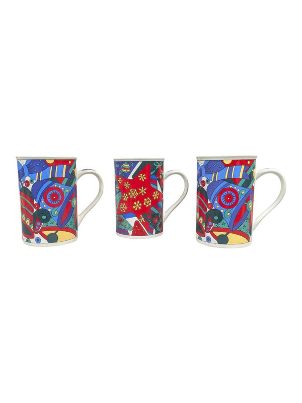 Set of 3 Vintage Christmas Ceramic Mugs in Original Boxes