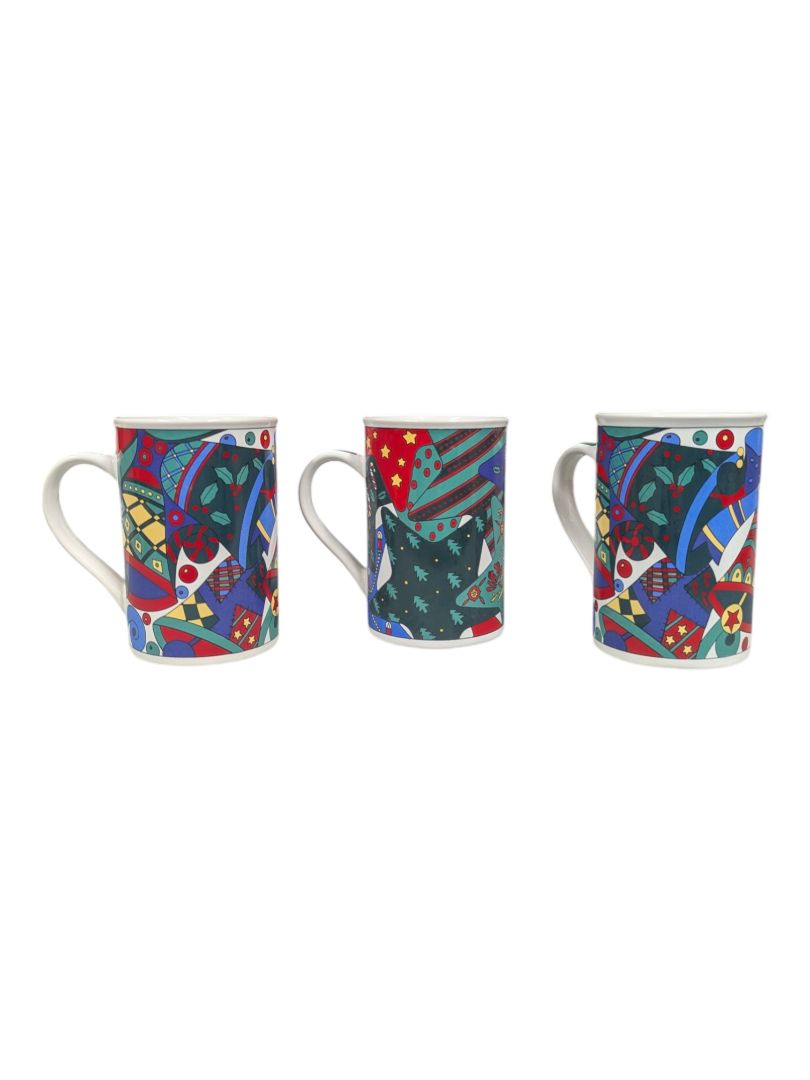 Set of 3 Vintage Christmas Ceramic Mugs in Original Boxes