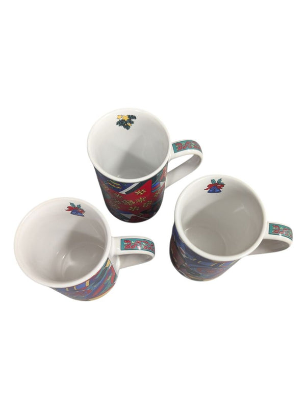Set of 3 Vintage Christmas Ceramic Mugs in Original Boxes