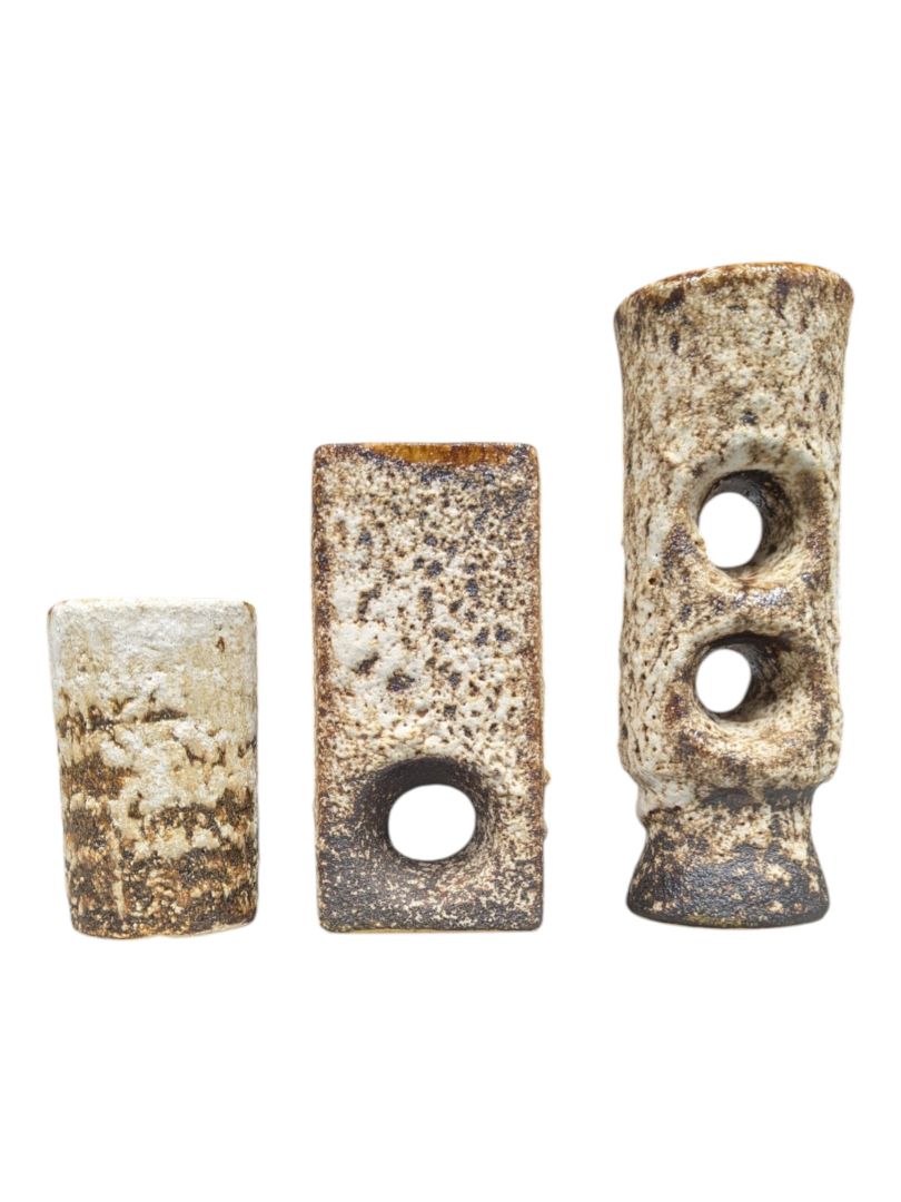 Vintage Dutch Brutalist Pottery Bud Vase Set (3 Pieces)